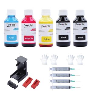 Needle CMYKK Refill Kit with Suction Tool Combo Pack of High Yield Inkjet